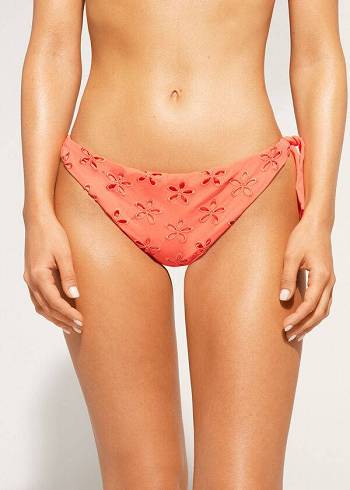 Calzedonia Side Tie Brazilian Corfù Bikini Altları Kadın Mercan Turuncu | TR2633YU