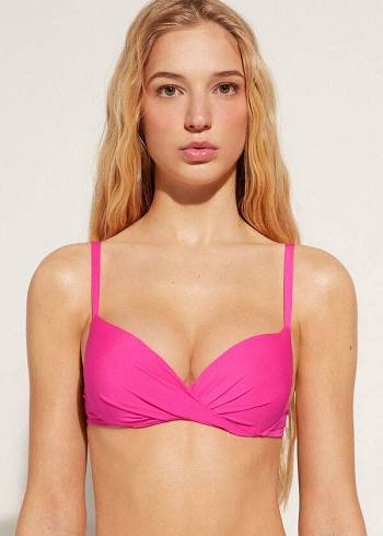 Calzedonia Soft Graduated Super Yastıklı Push-up Indonesia Eco Bikini Üstleri Kadın Pembe | TR2228XF