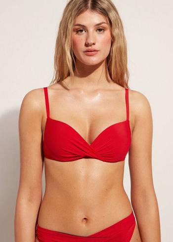 Calzedonia Soft Graduated Super Yastıklı Push-up Indonesia Bikini Üstleri Kadın Kırmızı | TR2230VD