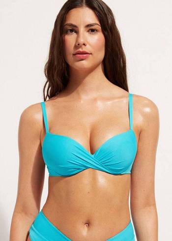 Calzedonia Soft Graduated Super Yastıklı Push-up Indonesia Bikini Üstleri Kadın Turkuaz | TR2231BC