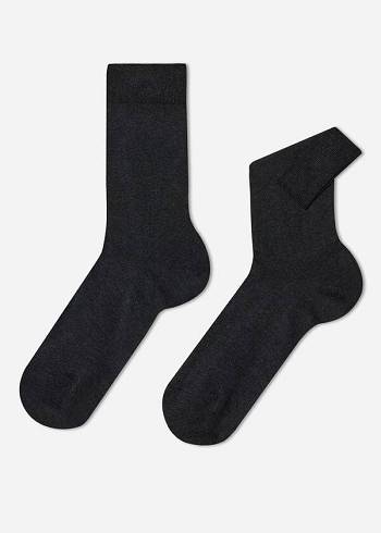 Calzedonia Stretch Pamuklu Crew Çorap Erkek Gri | TR1375MA