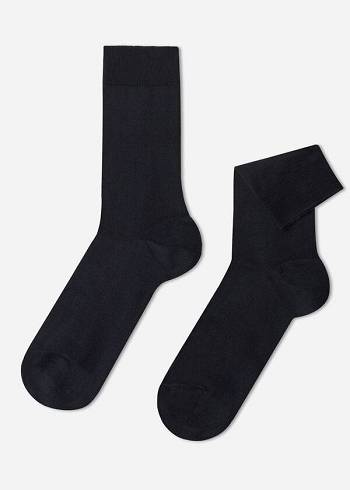 Calzedonia Stretch Pamuklu Crew Çorap Erkek Mavi | TR1376QZ