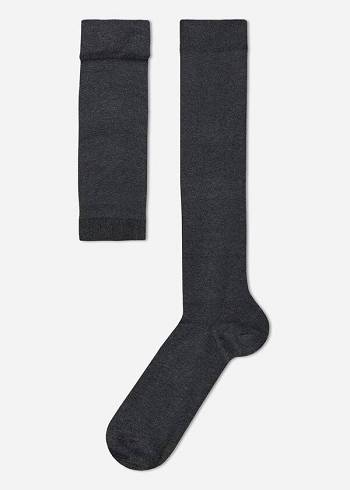 Calzedonia Stretch Pamuklu Long Çorap Erkek Gri | TR1418JJ