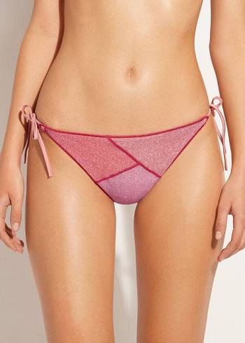 Calzedonia String Tie Lamé Lisbona Bikini Altları Kadın Pembe | TR2570HK