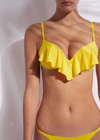 Calzedonia Super Yastıklı Push Up Indonesia Eco rosa Bikini Üstleri Kadın Sarı | TR2212TV