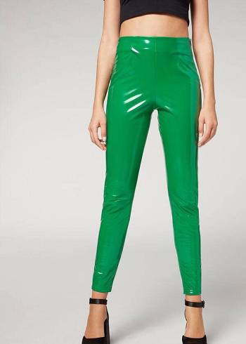 Calzedonia Sıska in Thermal Vinyl Tayt Kadın Yeşil | TR1504NB