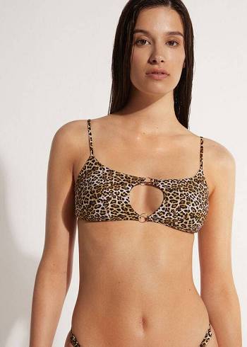 Calzedonia Tank Malindi Bikini Üstleri Kadın Kahverengi Siyah | TR2209WY