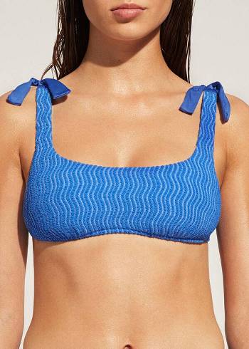Calzedonia Tank Mykonos Bikini Üstleri Kadın Mavi | TR2206NB