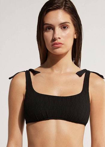 Calzedonia Tank Mykonos Bikini Üstleri Kadın Siyah | TR2208QZ