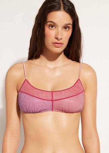 Calzedonia Tank Stilleri Lamé Lisbona Bikini Üstleri Kadın Pembe | TR2194DN