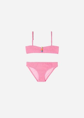 Calzedonia Two-Piece Bandeau San Diego Mayo Çocuk Pembe | TR1123IS