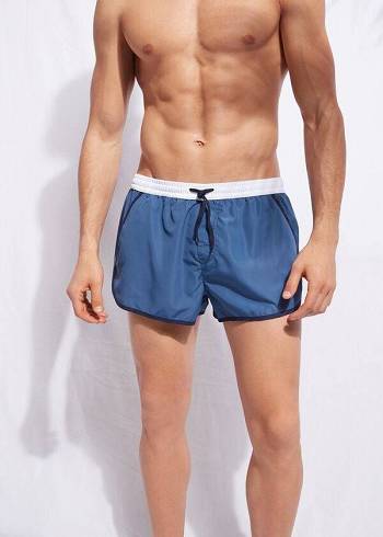 Calzedonia Venice Beach Şort Mayo Erkek Mavi Beyaz | TR1280OR