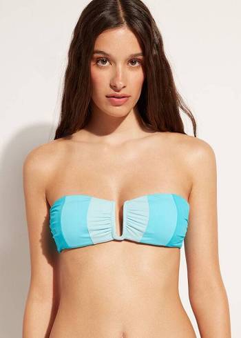Calzedonia Yastıklı Bandeau Azzorre Bikini Üstleri Kadın Turkuaz | TR2407VD