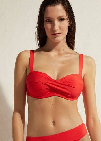 Calzedonia Yastıklı Bandeau Indonesia Bikini Üstleri Kadın Kırmızı | TR2400RW