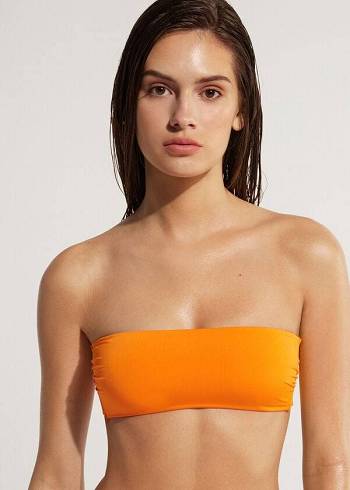 Calzedonia Yastıklı Bandeau Indonesia Eco Strapless Bikini Üstleri Kadın Turuncu | TR2382CE