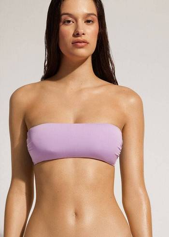 Calzedonia Yastıklı Bandeau Indonesia Eco Strapless Bikini Üstleri Kadın Mor | TR2383XF