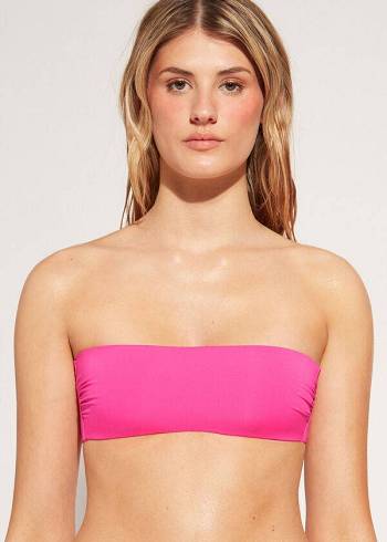 Calzedonia Yastıklı Bandeau Indonesia Eco rosa Bikini Üstleri Kadın Pembe | TR2386KI