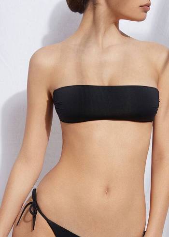 Calzedonia Yastıklı Bandeau Indonesia Eco rosa Bikini Üstleri Kadın Siyah | TR2388HK