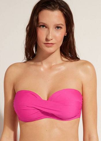 Calzedonia Yastıklı Bandeau Indonesia Eco cobey Bikini Üstleri Kadın Pembe | TR2391DN