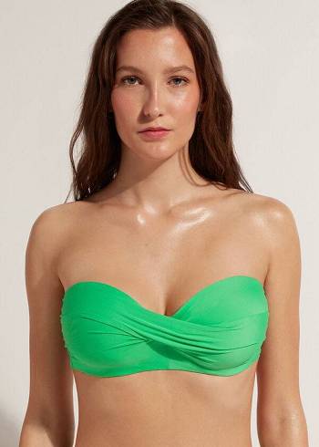 Calzedonia Yastıklı Bandeau Indonesia Eco cobey Bikini Üstleri Kadın Yeşil | TR2392SO
