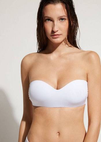 Calzedonia Yastıklı Bandeau Indonesia Eco cobey Bikini Üstleri Kadın Beyaz | TR2394PQ