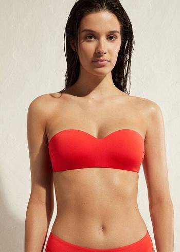 Calzedonia Yastıklı Bandeau Indonesia Eco Bikini Üstleri Kadın Kırmızı | TR2396IS