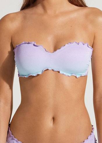 Calzedonia Yastıklı Bandeau Madrid Bikini Üstleri Kadın Mor | TR2378MA