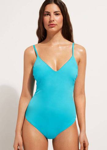 Calzedonia Yastıklı One-Piece Indonesia Mayo Kadın Turkuaz | TR2008OR