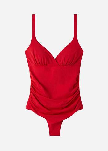 Calzedonia Yastıklı One-Piece Shaping-Effect Indonesia Mayo Kadın Kırmızı | TR2000QZ