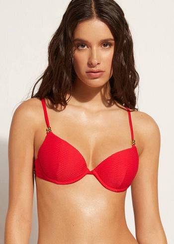 Calzedonia Yastıklı Push-Up Casablanca Bikini Üstleri Kadın Kırmızı | TR2344IS