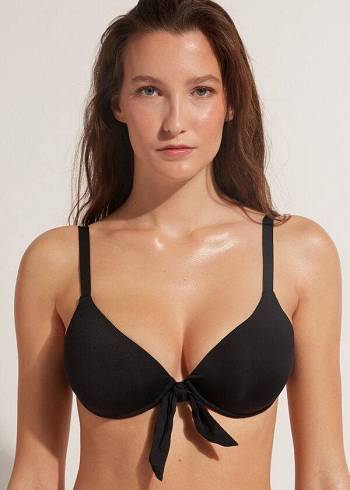 Calzedonia Yastıklı Push-Up Indonesia Bikini Üstleri Kadın Siyah | TR2339DN