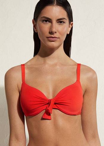 Calzedonia Yastıklı Push Up Indonesia Eco Sexy Bikini Üstleri Kadın Kırmızı | TR2360KI