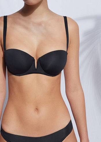 Calzedonia Yastıklı Push Up Indonesia Eco rosa Bikini Üstleri Kadın Siyah | TR2366SO