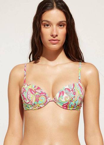 Calzedonia Yastıklı Push-Up Londra Bikini Üstleri Kadın Renkli | TR2330CE