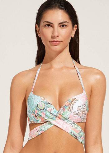 Calzedonia Yastıklı Push-Up Saint Tropez Bikini Üstleri Kadın Mavi | TR2315AP