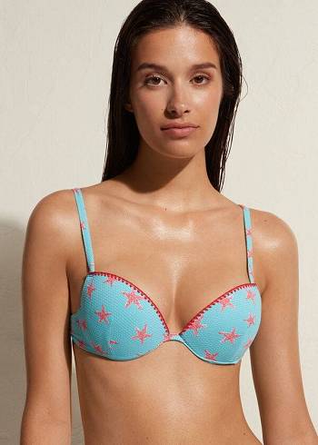 Calzedonia Yastıklı Push-up Buenos Aires Bikini Üstleri Kadın Lacivert | TR2354BC