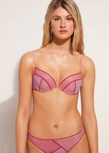 Calzedonia Yastıklı Push-up Lisbona Bikini Üstleri Kadın Pembe | TR2331XF