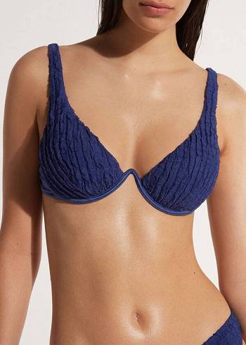 Calzedonia Yastıklı Push-up Marrakech Bikini Üstleri Kadın Lacivert | TR2327NB