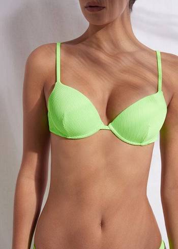 Calzedonia Yastıklı Push-up New York Bikini Üstleri Kadın Yeşil | TR2319UT