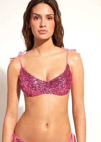 Calzedonia Yastıklı Tank-Stilleri Cannes rosa Bikini Üstleri Kadın Pembe | TR2302JJ