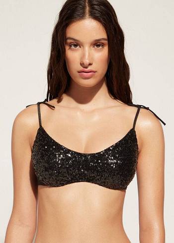 Calzedonia Yastıklı Tank-Stilleri Cannes rosa Bikini Üstleri Kadın Siyah | TR2303KI