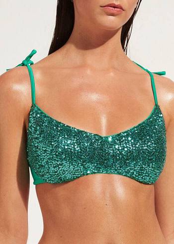 Calzedonia Yastıklı Tank-Stilleri Cannes Bikini Üstleri Kadın Yeşil | TR2307CE