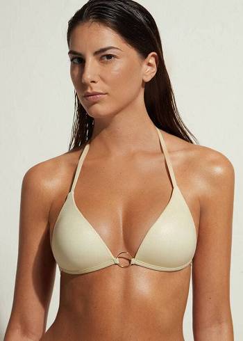 Calzedonia Yastıklı Triangle Abu Dhabi Bikini Üstleri Kadın Altın | TR2299FM