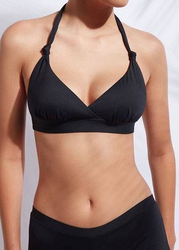 Calzedonia Yastıklı Triangle Indonesia Bikini Üstleri Kadın Siyah | TR2290TV