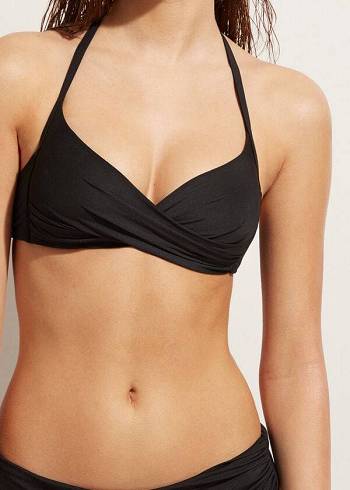 Calzedonia Yastıklı Triangle Indonesia Eco Sexy Bikini Üstleri Kadın Siyah | TR2267IS