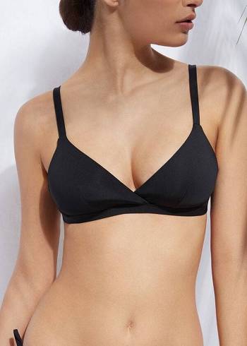 Calzedonia Yastıklı Triangle Indonesia Eco rosa Bikini Üstleri Kadın Siyah | TR2271SO