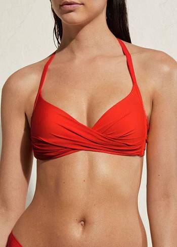 Calzedonia Yastıklı Triangle Indonesia Eco Bikini Üstleri Kadın Kırmızı | TR2285MA
