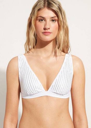 Calzedonia Yastıklı Triangle Shanghai Bikini Üstleri Kadın Beyaz | TR2254XF