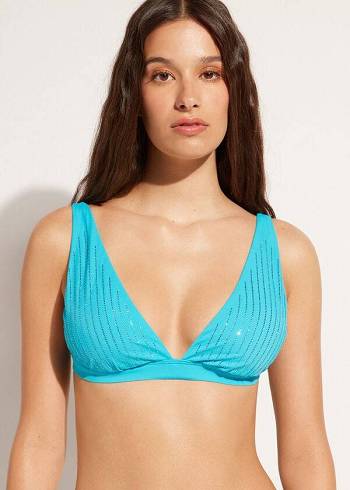 Calzedonia Yastıklı Triangle Shanghai Bikini Üstleri Kadın Turkuaz | TR2255CE
