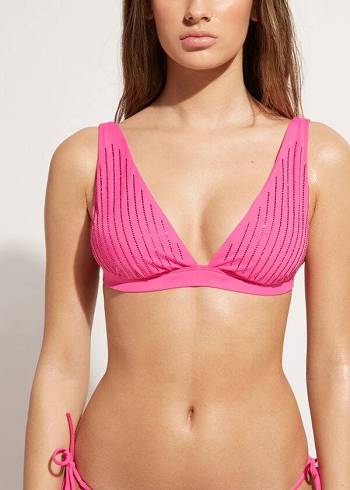 Calzedonia Yastıklı Triangle Shanghai Bikini Üstleri Kadın Pembe | TR2256VD